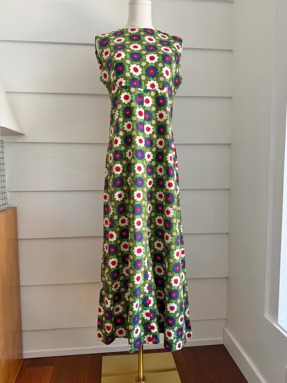 Vintage 70s Floral Print Maxi Dress Flower Power Boho Hippie - Picture 2 of 8